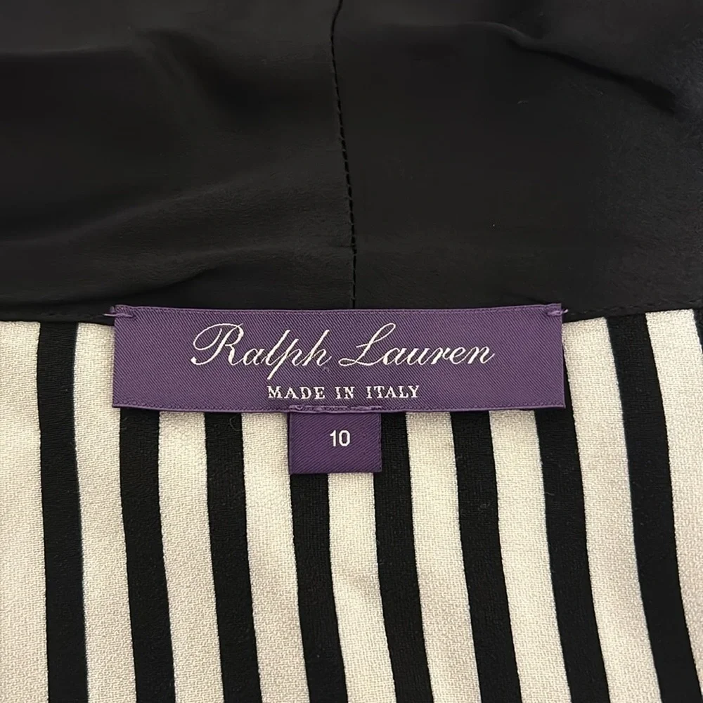 Ralph Lauren $2890 Purple Label Black and White Stripe Kalpita Coat Size 10 - Picture 12 of 15